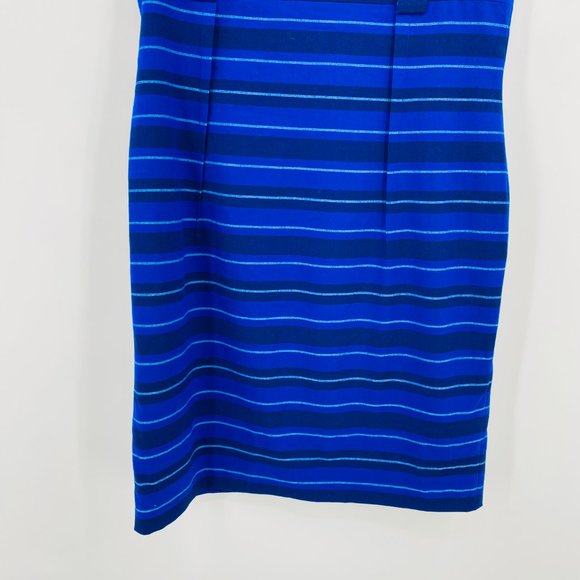 Calvin Klein Size 16 Blue Striped Sleeveless Career Midi Sheath Dress - Picture 3 of 9